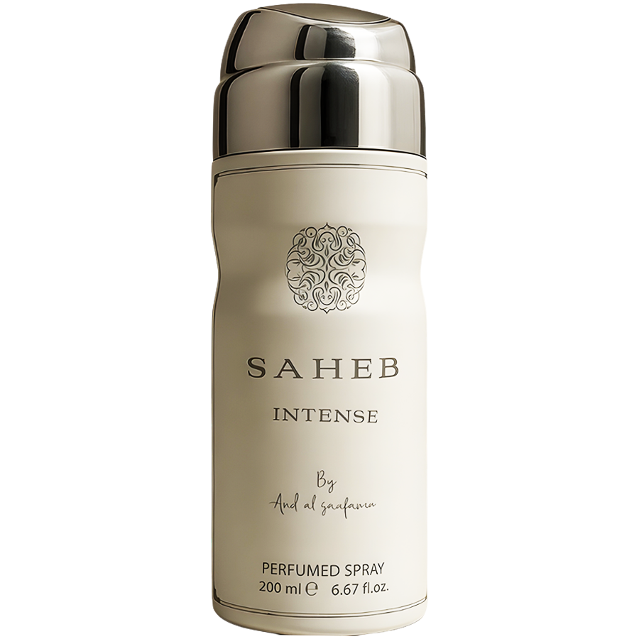 اسپری بدن صاحب اینتنس از برند ارض الزعفران (ARD AL ZAAFARAN SAHEB INTENSE Body Spray 200ml) اسپری صاحب سفید